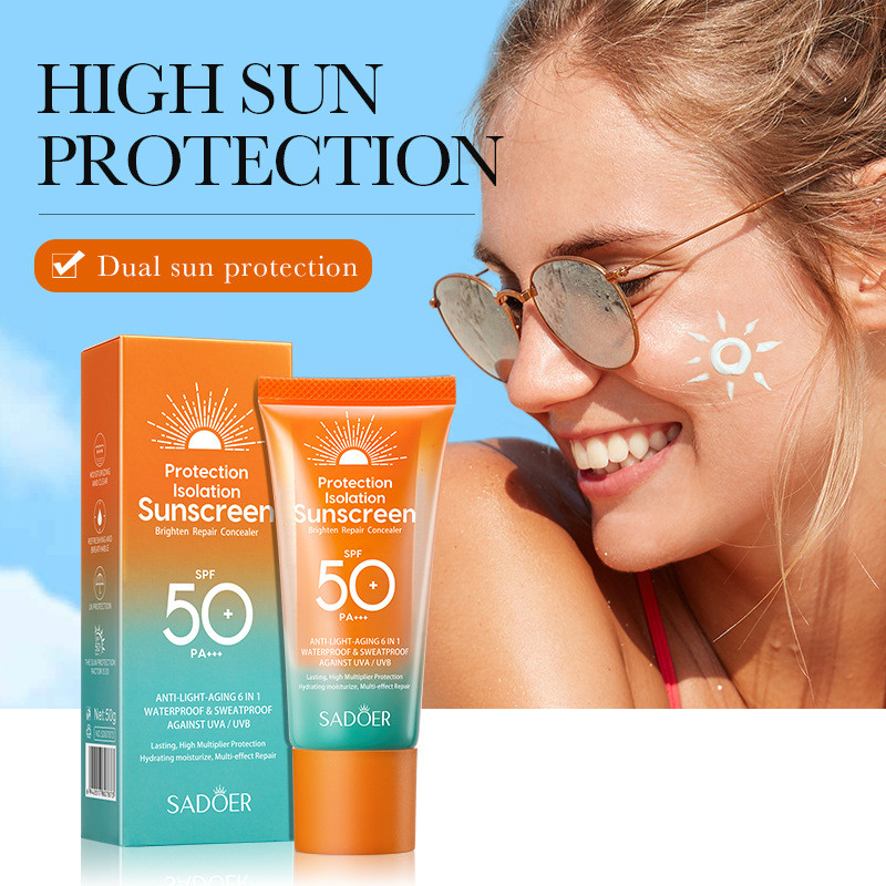 Baoluan All English Sunscreen Cream 50g SADOER Isolation Sunscreen Repair Ultraviolet Protection Sun