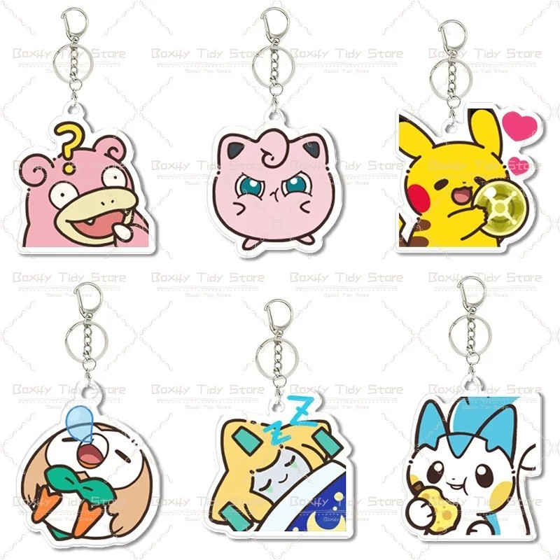 Pokemon Pikachu Psyduck Jigglypuff Rowlet Acrylic Mica พวงกุญแจโปร่งใสสําหรับตกแต่งกระเป๋าเป้สะพายหล