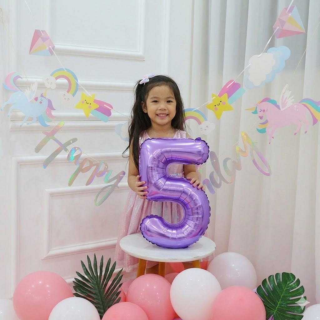 (ร้านไทย) ธงHapppy Birthday ลายนางเงือก ธงวันเกิดเมอเมด ธงนางเงือก ธงยูนิคอน