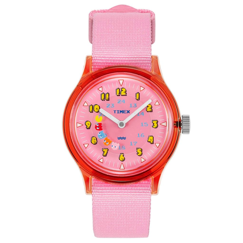 TIMEX Pac-Man Camper Unisex Watch - Light Blue & Pink Dial, Resin Plastic, Quartz, 3ATM Water Resist