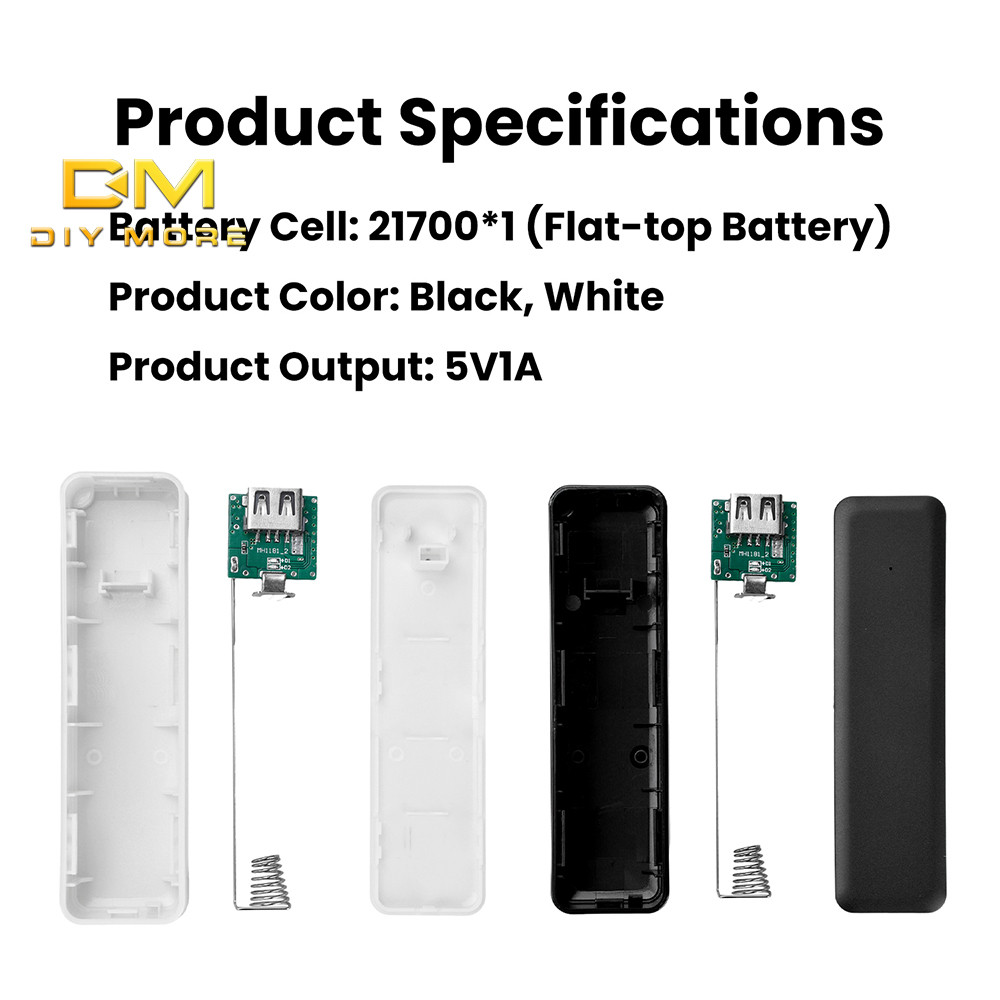 DIYMORE Solder-Free Type-C Power Bank สําหรับ 1x 21700 แบตเตอรี่ DIY ชุด 5V 1A Mini Power Supply