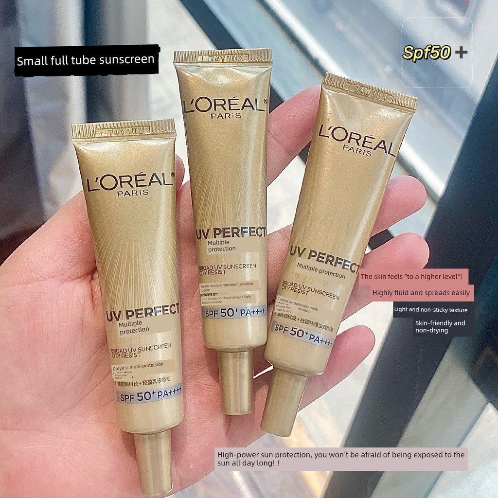 กันแดด กันแดดหน้า LOreal New Multi-Protection Isolation Lotion Small Golden Tube Sunscreen Cream Sam