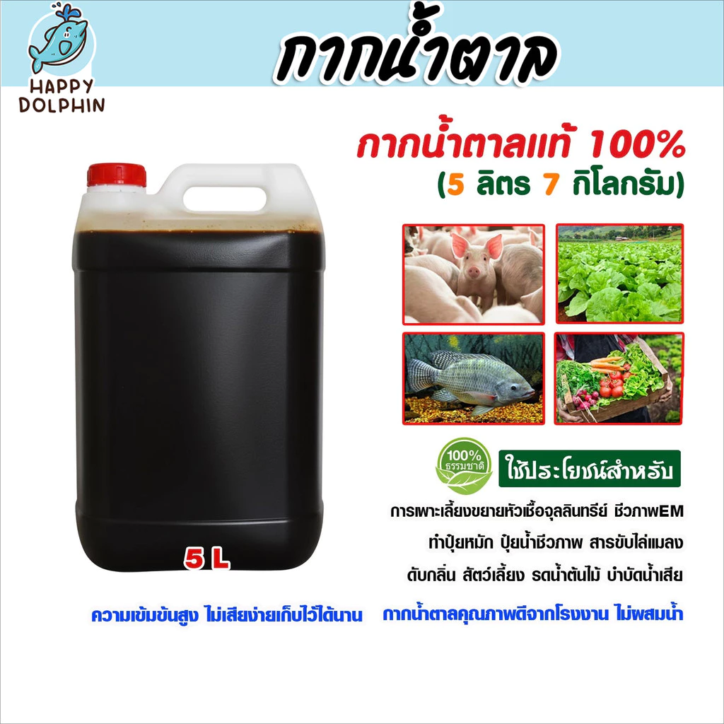 กากน้ำตาล 5 ลิตร (7 กิโลกรัม) 1 แกลลอน อาหารจุลินทรีย์ EM ทำน้ำหมัก ปุ๋ยหมัก ปรับสมดุลน้ำ บำรุงต้นไม้โตไว ส่งด่วน