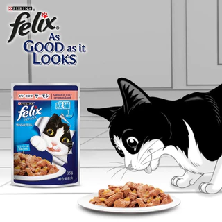[24ซอง] FELIX อาหารเปียกแมว สำหรับแมวทุกวัย คละรสได้ เฟลิกซ์ 85 กรัม ของแท้ 100%