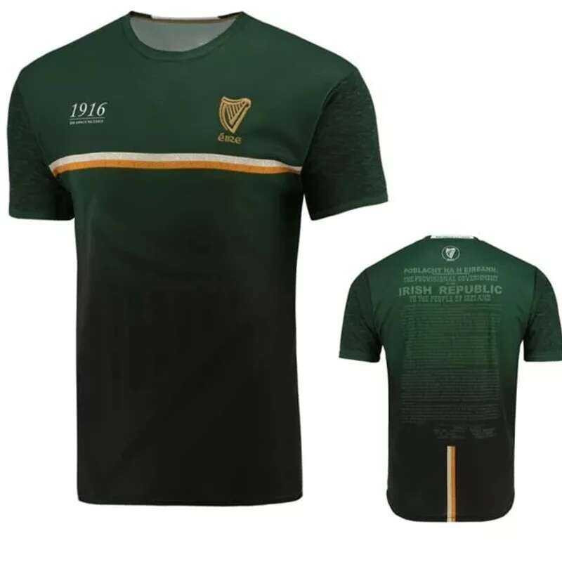 1916 Commemoration Jersey 3D พิมพ์ฟุตบอลกีฬาเสื้อยืด Collins Commemoration Jersey Ireland ผู้ชายคุณภ