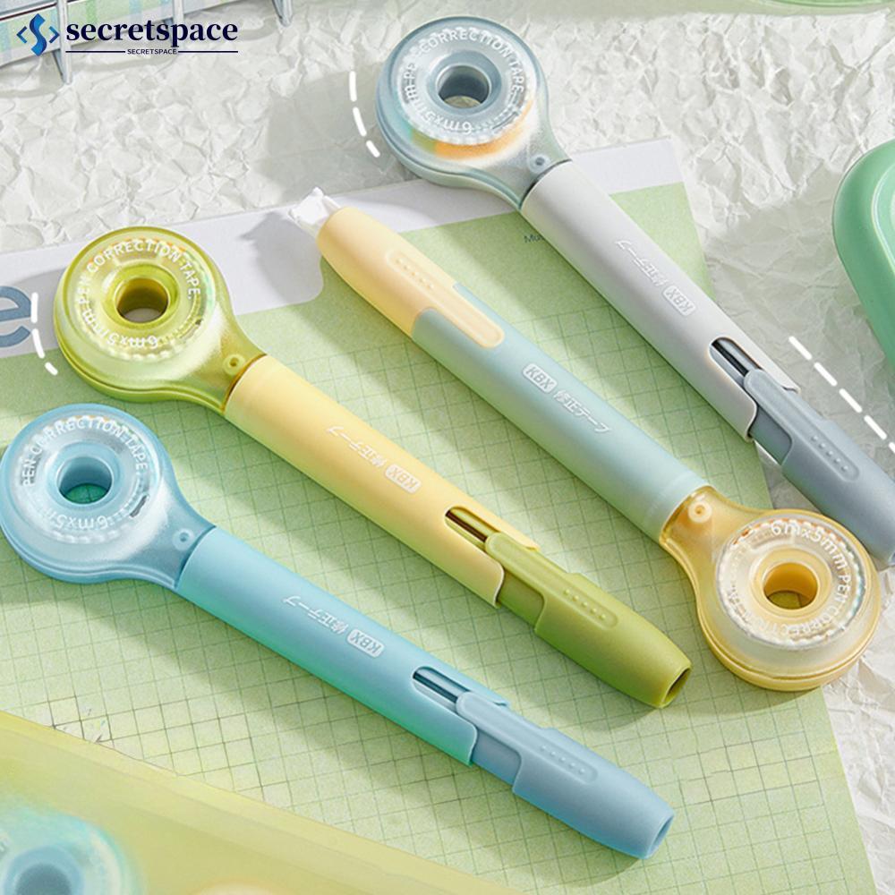 SECRETSPACE 4 ชิ้น/เซ็ตปากการูปเทปลบคําผิดเงียบสีสันสดใสแบบพกพาเทปแก้ไขนักเรียนเครื่องเขียนอุปกรณ์สํ