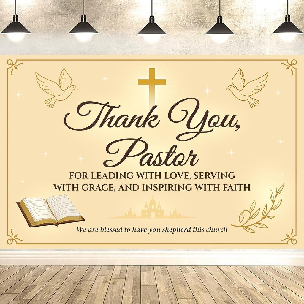 Pastor Appreciation Banner – Thank You Pastor ฉากหลังสําหรับโบสถ์, Pastor Appreciation Decoration Mo