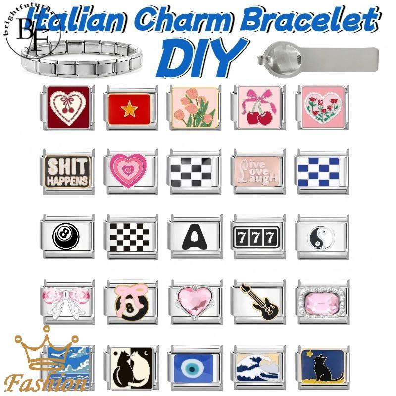 สร้อยข้อมือ.charm.กีตาร์ อิตาเลียน สแตนเลส ขนาด 9 มม. เสริมบุคลิกภาพ retro