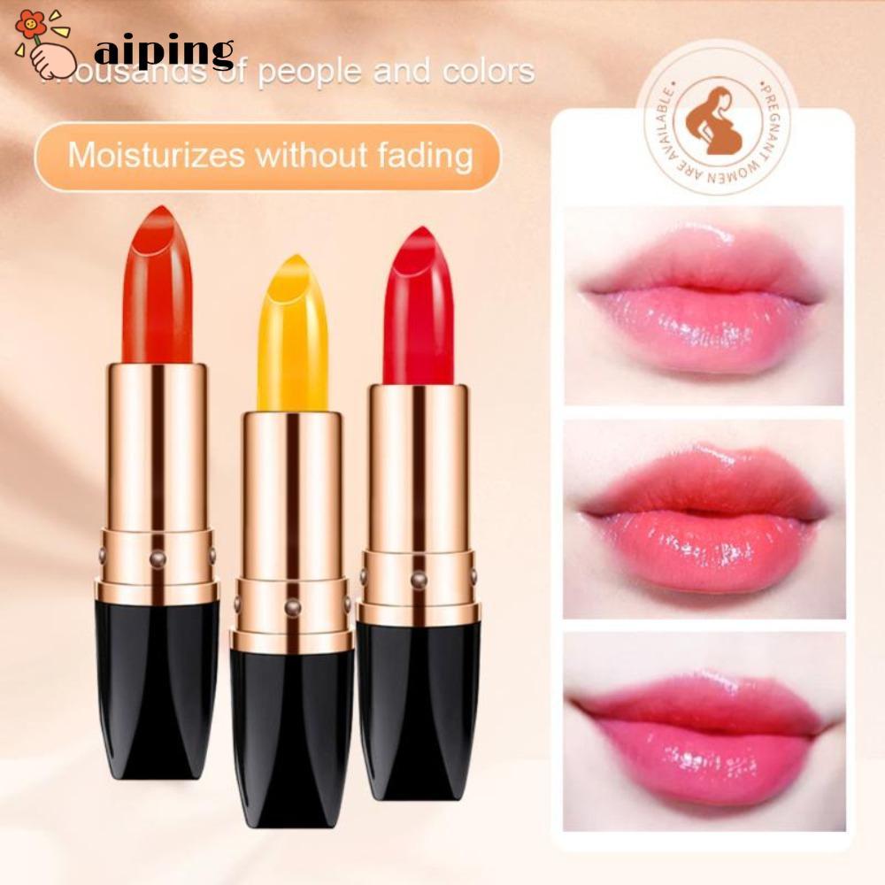 AIPING Lip Balm, Long Lasting Temperature เปลี่ยนสีลิปสติก, มาติค Moisturizing Lips Care Lips Makeup Anti Aging Lipstick