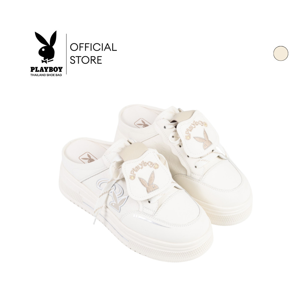 Playboy รุ่น Charmy(ชาร์มมี่)Mule Sneakers รองเท้าผ้าใบแบบเปิดส้น รหัส ST-H261C1242  สี Creamy White