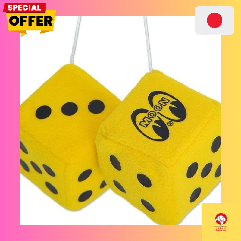 Moon Eyes Fuzzy Dice Hanging Mirror Ornament MOONEYES Yellow MG878YE Car Accessory Car Goods Fuzzy D