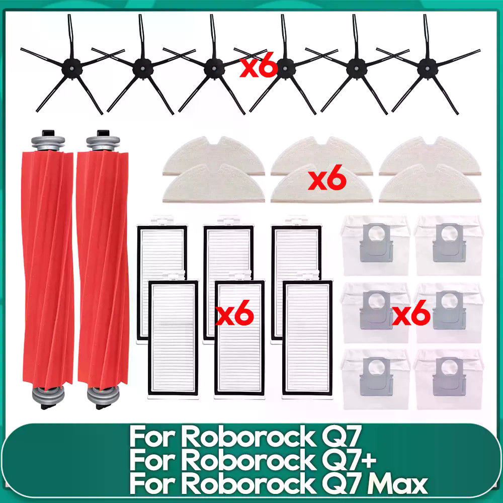 Fit สําหรับ Roborock Q7 MAX + / Q7+ / Q7 / T8 หลักแปรงด้านข้าง Hepa กรอง Mop ผ้าถุงเก็บฝุ่นหุ่นยนต์เ