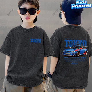 COD 2026 สินค้าใหม่ ทรงหลวม คอกลม เสื้อเด็ก kids Distressed T-shirt ผ้าฝ้าย เด็กชาย เสื้อผ้าเด็ก t-shirt S498