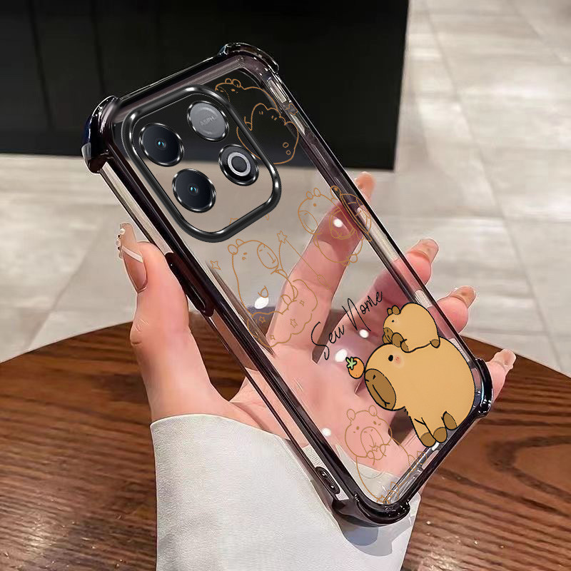 IQOO Neo 10 iQOO 15 13 Z10 Z9 Z9x Custom ชื่อกรณีน่ารัก Capybara ตลกปลอก Clear ถุงลมนิรภัยฝาครอบป้องกัน