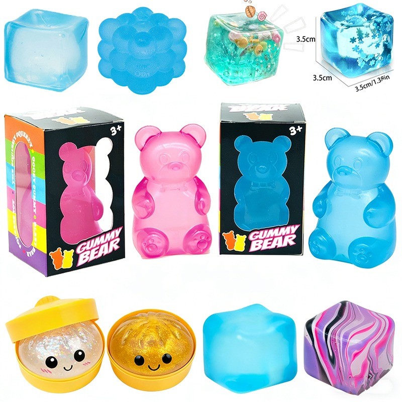 Schylling NeeDoh Nice Cube Squishy ของเล่น Water Cube Glitter Dumpling Fidget ความเครียดบรรเทาของเล่น Decompression สําหรับของขวัญเด็ก