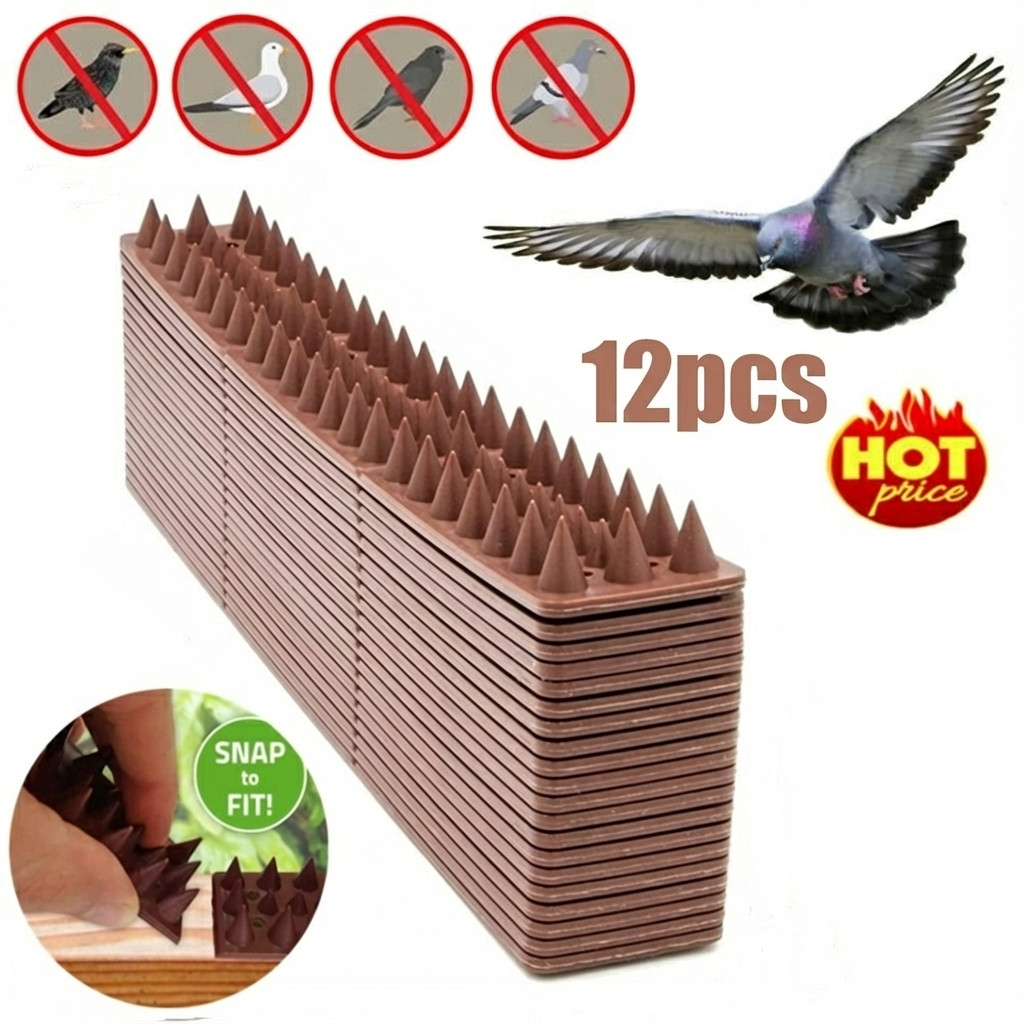 Lumi หนามกันนกพิราบ 12ชิ้น Bird Spikes หนามไล่นก กันนกเกาะ ป้องกันนกทำรัง ไล่นกพิราบ ไล่แมว ติดผนัง หลังคา ระเบียง