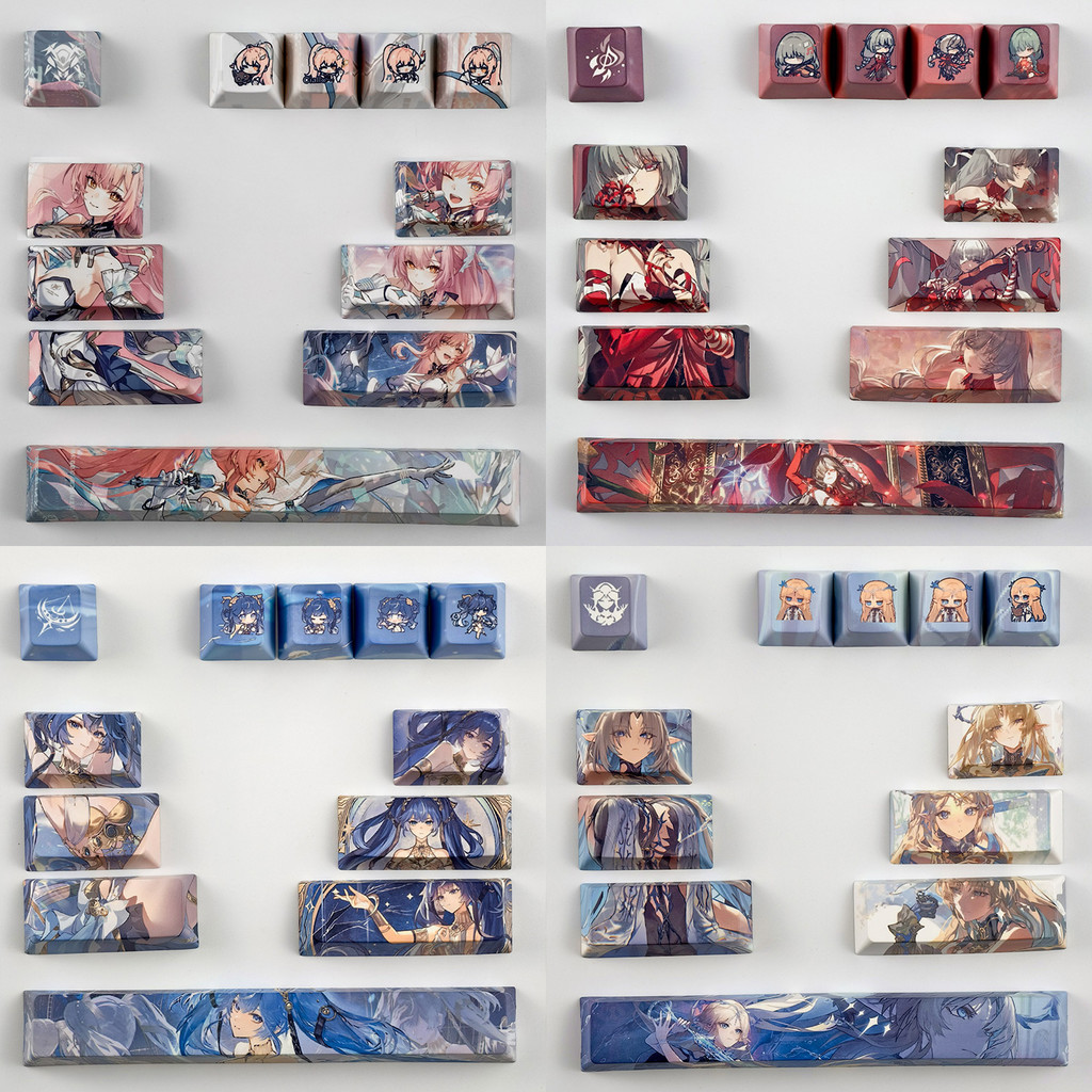 MAIMOOO Wuthering Waves Keycap Cherry Profile 12pcs PBT Dye Sublimation Mechanical Keycaps Wooting Gaming Anime Keycap Luno Phoebe Camellya Carttheia Aemathova Keycap