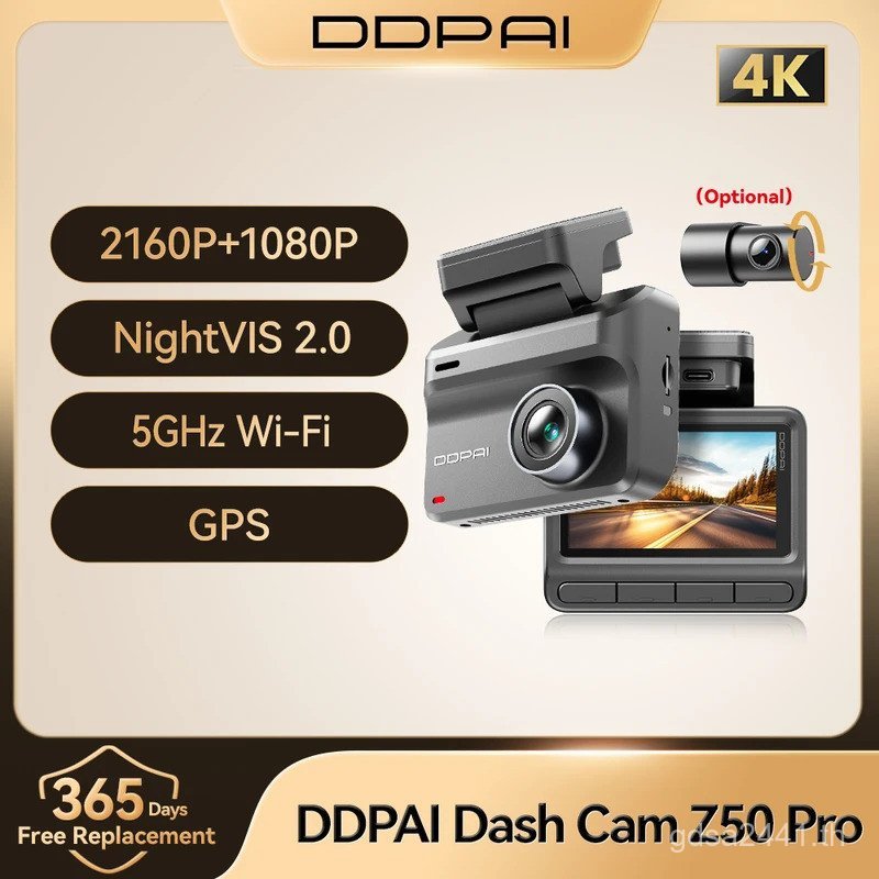 DDPAI Z50 Pro Dash Cam 4K รถ DVR Night Vision 5GHz Wi-Fi GPS ADAS 24h โหมดที่จอดรถด้านหน้าและด้านหลั