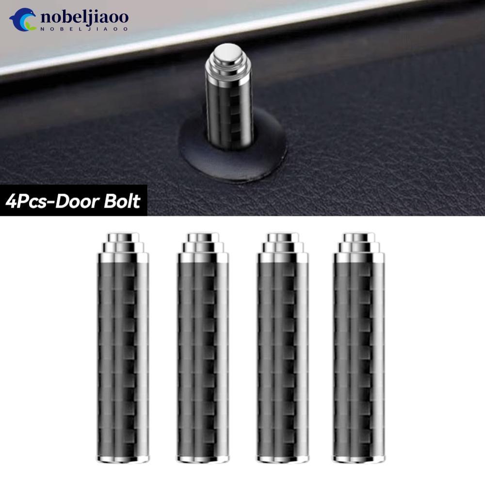 NOBELJIAOO 4 ชิ้นคาร์บอนไฟเบอร์รถประตู Pin ล็อคยก Bolt Trims สําหรับ Mercedes Benz ACE CLA GLA GLK M