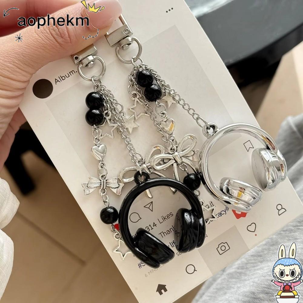 AOPHEKM กระเป๋าใส่หูฟังเพลง, เสน่ห์หูฟังตกแต่งกระเป๋า Y2K, พวงกุญแจแบบแขวน