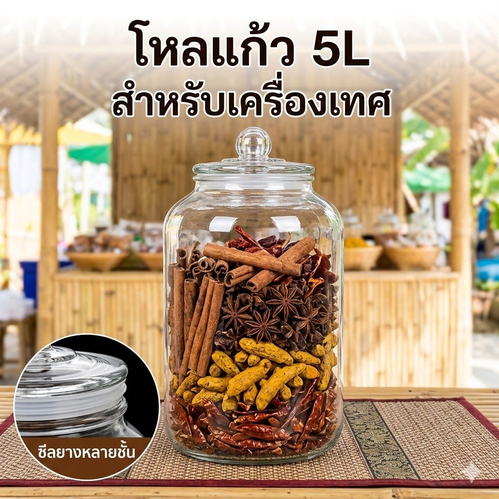 โหลแก้วมีฝาปิดแบบสนิท ( มีหลายขนาด ตั้งแต่ 2/3/5/8L)โหลใส่เครื่องปรุง ขวดแก้ว เก็บของแห้ง วัสดุกระจกกั้