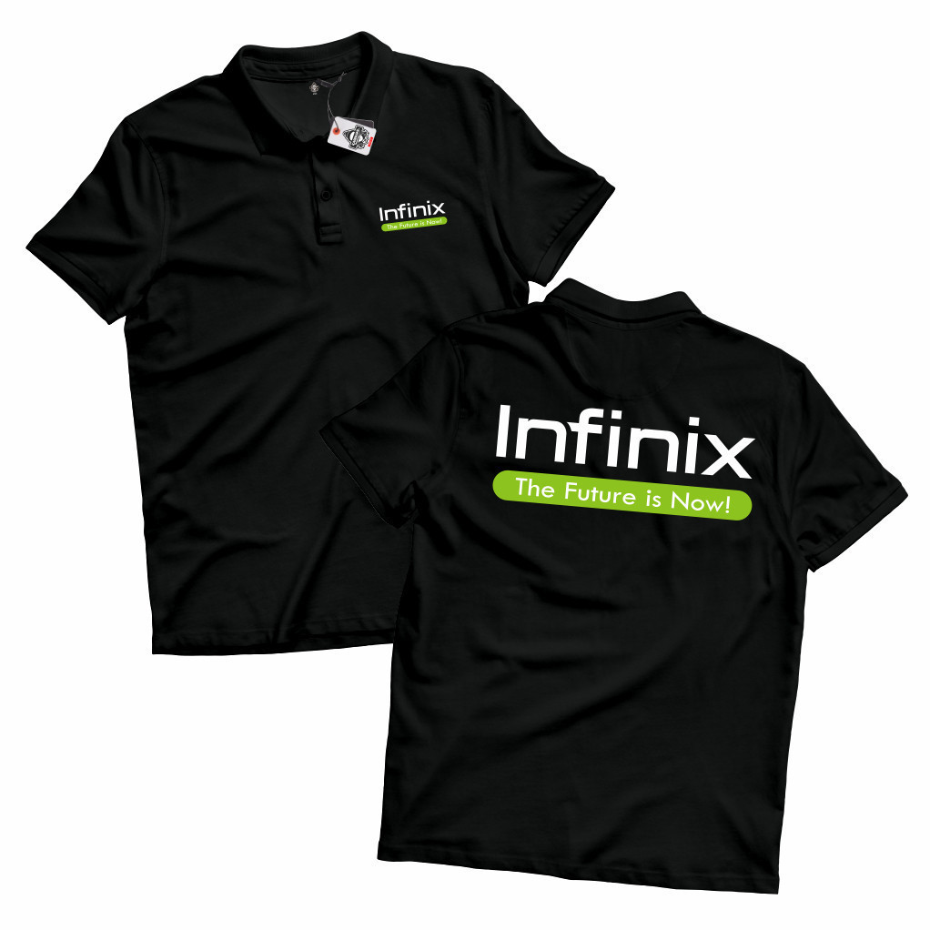 【polo เสื้อ】 KARIMAKE  Unisex Distro Collar เสื้อยืดโลโก้ INFINIX โฮโลแกรมภาพโทรศัพท์มือถือ S-3XL