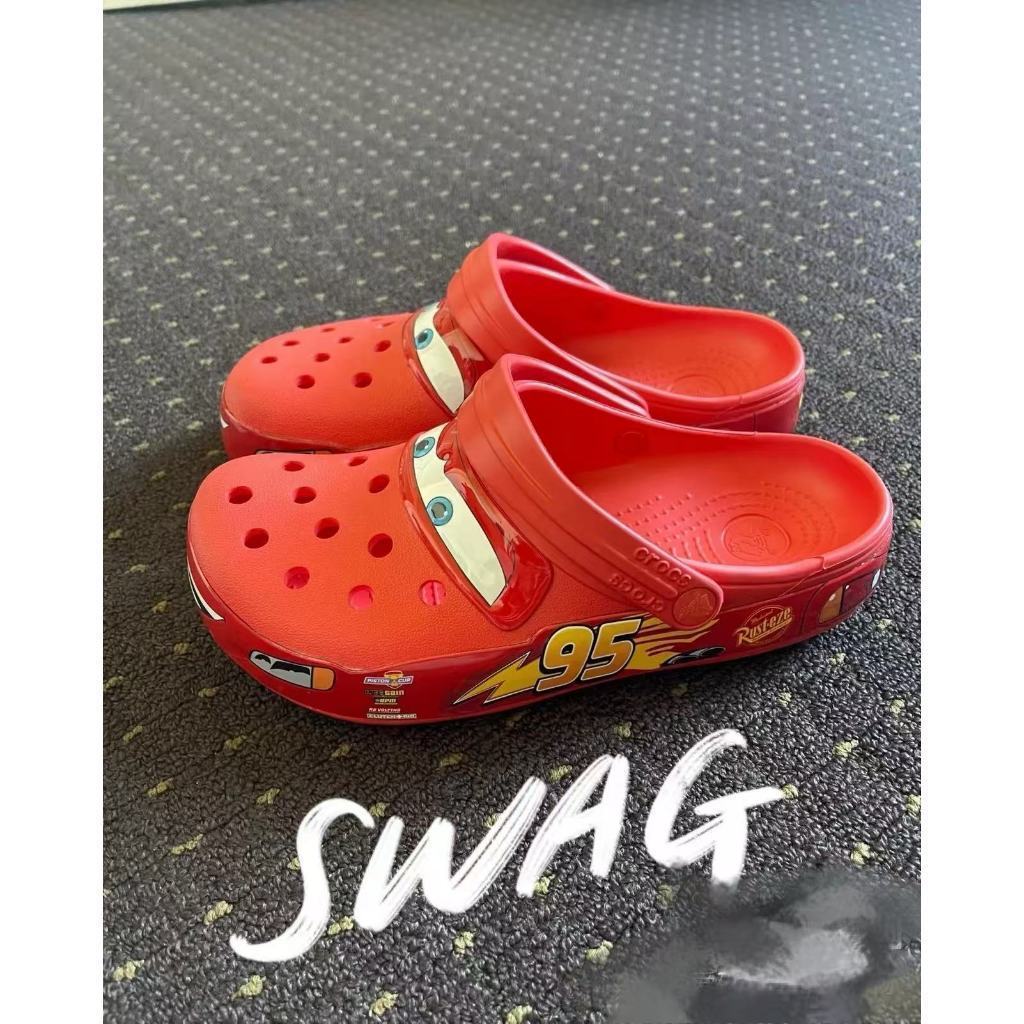 🍬🍬Crocs คลาสสิก X Car 【"Lightning McQueen\\\"】สําหรับผู้ชายและผู้หญิงเดียวกันทนต่อการสึกหรอUnisex