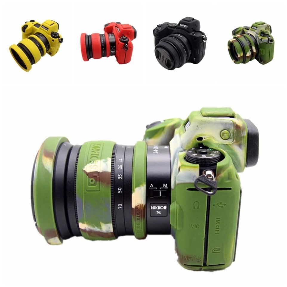 Camera Bag For Nikon Z7II Z6II Z5 Silicone Case + 3pcs Lens Ring Rubber Band Protector Storage Durab