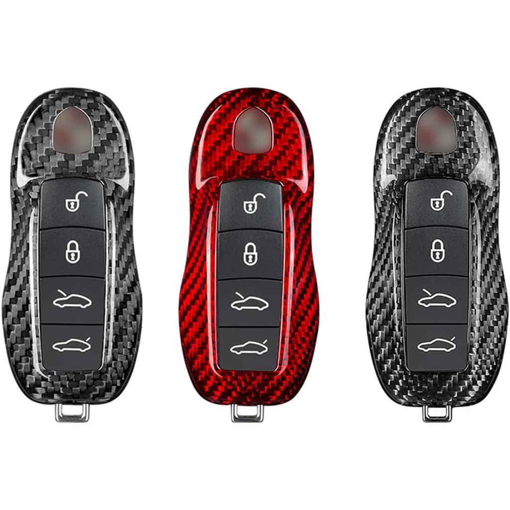 100% ของแท้คาร์บอนไฟเบอร์ Key Fob ฝาครอบ Sporty Trim สําหรับ Porsche Boxster Turbo Cayenne Panamera 