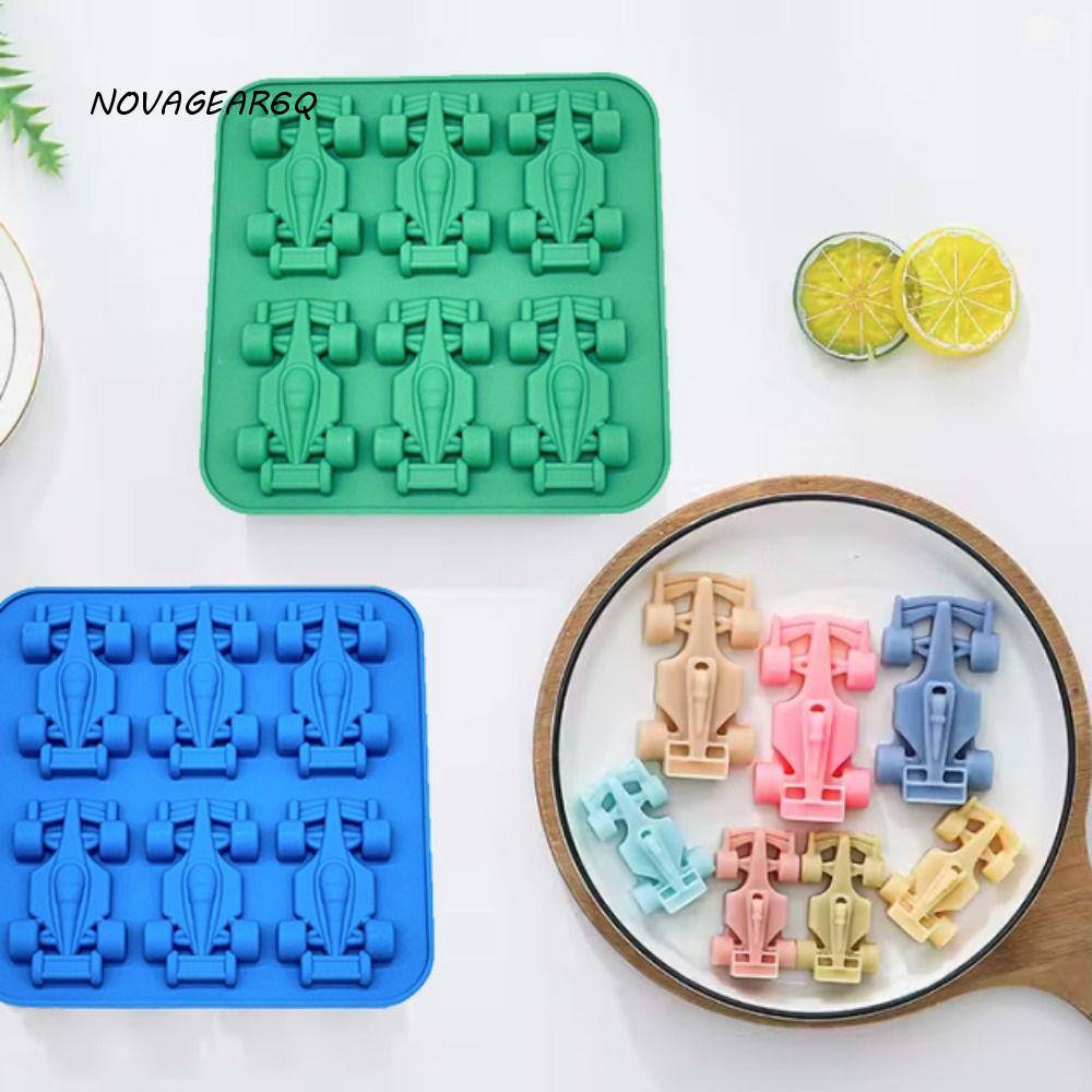 NOVAGEAR6Q Formula Racing Car Ice Mold, 6-Cavity Silicone Racing Car Jelly Mold, Multi-functional No