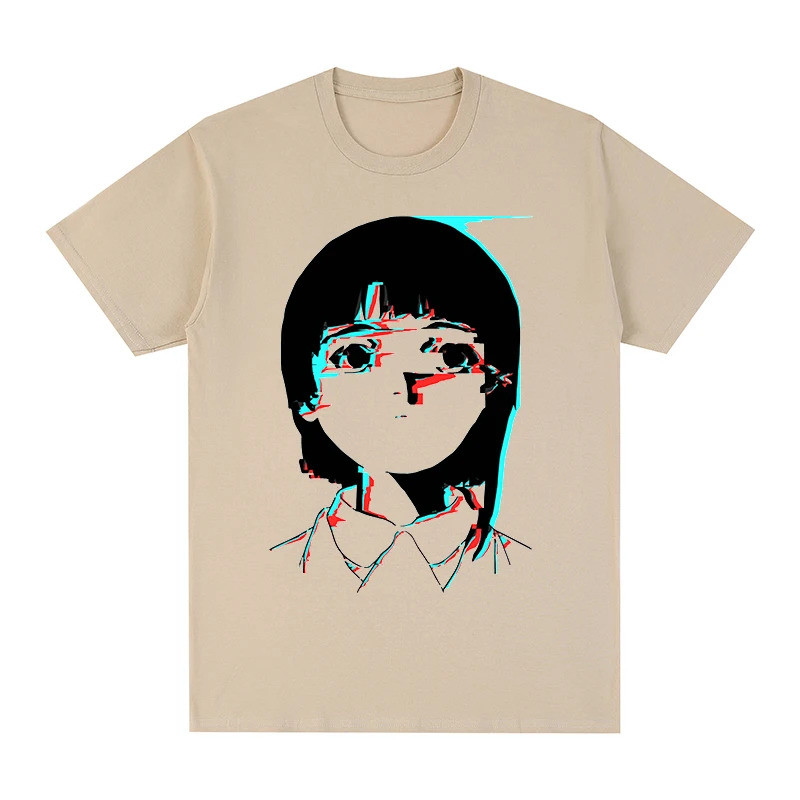 เสื้อยืด Serial Experiments Lain ลายกราฟิก 3D Glitch ผ้าฝ้าย เสื้อยืดผู้ชาย เสื้อยืดใหม่ เสื้อยืดผู้หญิง