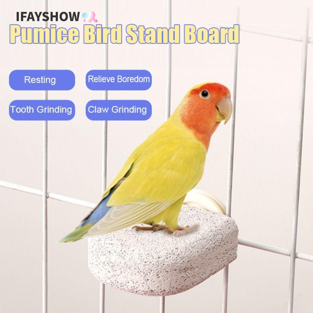 IFAYSHOW ขาตั้งนกแก้ว, หินภูเขาไฟบดนก Perch Stand, กรงเล็บบดกรงนกอุปกรณ์เสริมบรรเทาความเบื่อหน่ายนก Resting Budgie
