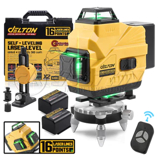 DELTON เครื่องวัดระดับเลเซอร์ 4 มิติ 16 แกน 360 องศา ลำแสงสีเขียว รุ่น 4D-16GN แบตเตอรี่ขนาดใหญ่ 2 ก้อน และอุปกรณ์ครบชุด