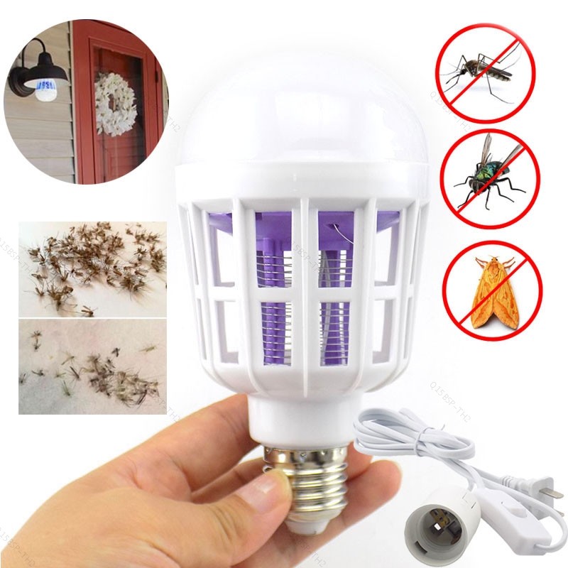 220V Night Light ยุง Killer หลอดไฟ LED E27 ฆ่า Fly Bug 9W 2 โหมดแมลง Anti-ยุง Repeller TH15B2