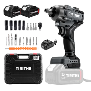 TIRITHE cordless wrench ประแจผลกระทบ 20V ประแจไร้แปรงถ่าน 500NM พร้อมแบตเตอรี่ 2 ก้อน
