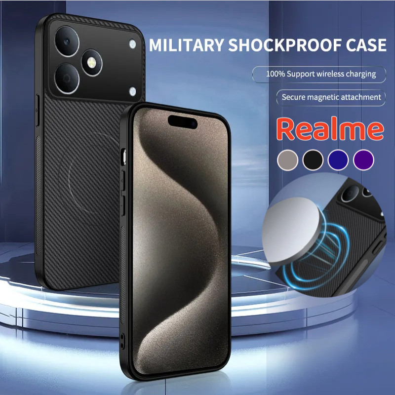 RealmeNote80 ปลอกโทรศัพท์มือถือกันกระแทกสําหรับRealme Note 80 Note80 Note 70 60 Note70 4G 5Gคาร์บอนไฟเบอร์รูปแบบหนังแม่เหล็กเคสโทรศัพท์เลนส์Protectorปกหลัง