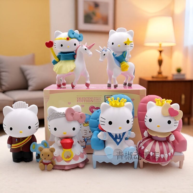 น่ารักอินเทรนด์เล่น 711 ความร่วมมือ Hello Kitty Hello Kitty KT แมวคู่ของขวัญของเล่น Mystery กล่องตกแ