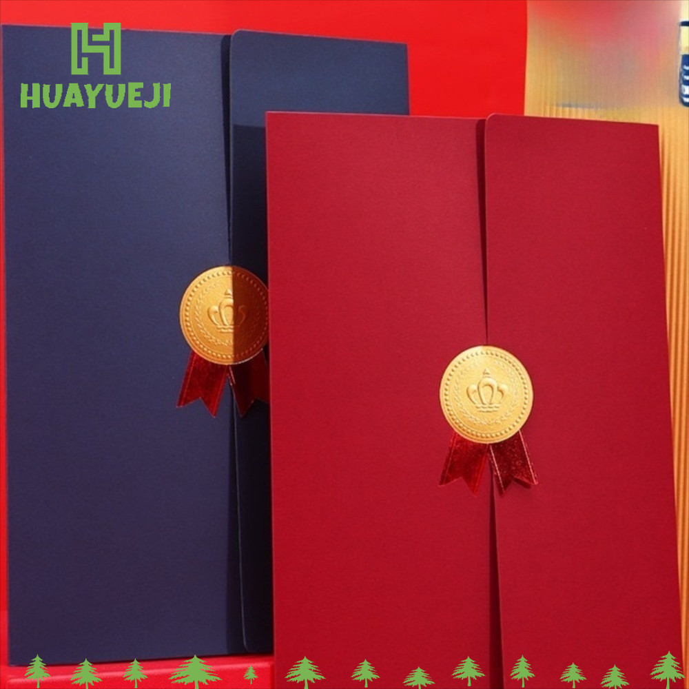 YUEJI Diplama Cover, หน้าสามพับ A4 Award Certification Holder, ซองกระดาษประณีต Gilding Process โฟลเดอร์เอกสาร