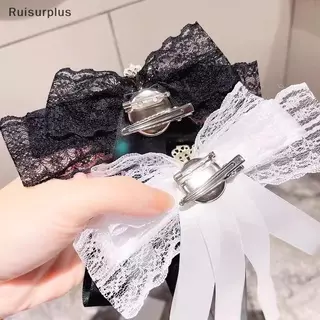 [Rui-t] ใหม่สีดําผูกโบว์เสื้อคอปก Pins คริสตัล Bowknot ริบบิ้นเข็มกลัดสําหรับผู้หญิงงานแต่งงานเนคไทอุปกรณ์เสริม