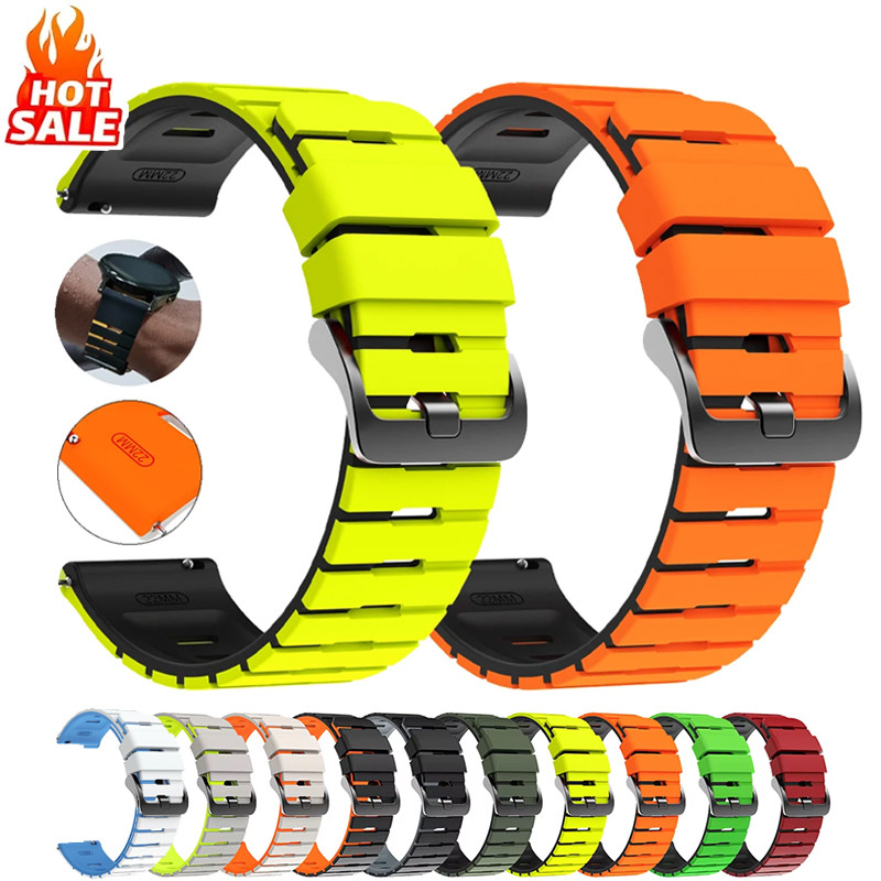 สายซิลิโคนสองสี 22 มม. สําหรับ Redmi Watch 5 Active/5 Lite, Huawei Ultimate 2/1, GT6/GT5/GT4 46 มม. ใช้ได้ทั้งชายหญิง