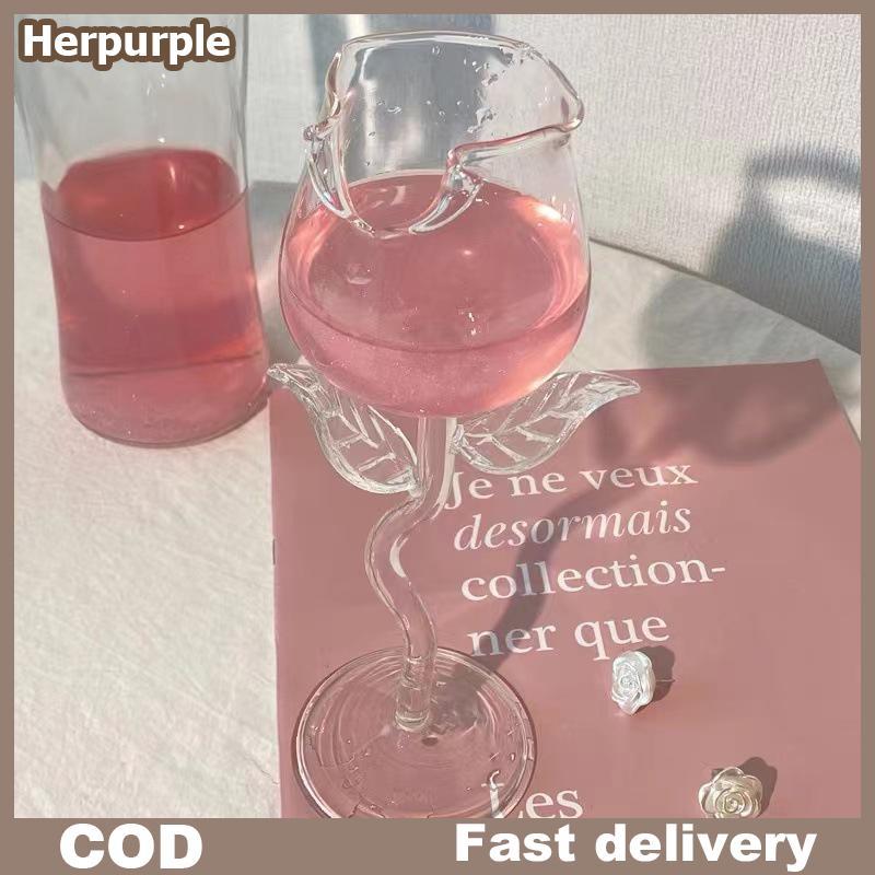 Herpurple Rose-Shaped Red Wine แว่นตา Rose Shape แก้วไวน์สี Rose ใบ 150/400ml Rose รูป Red Wine Gobl