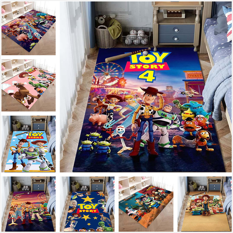 Toy Story Disney การ์ตูนพรมพรมสําหรับห้องนั่งเล่นห้องนอนโซฟาพรมเช็ดเท้าตกแต่ง,เด็กเกมพรมพื้นกันลื่นข