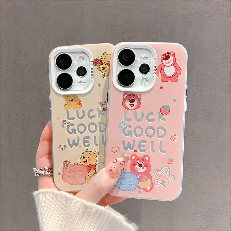 เคส OPPO Reno 15 15F 5G Case เคสลายการ์ตูนน่ารัก วินนีเดอะพูห์ ลัคกี้ ล็อตโซ่ กันกระแทก พร้อมสายคล้องโทรศัพท์ กรอบซิลิโคนอ่อน เคสแข็งผิวด้าน