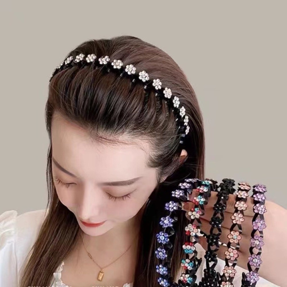ที่คาดผม Rhinestone กันลื่นสำหรับผู้หญิง มมงกุฎสูง ควบคุมFlyawaysและห่วงผม