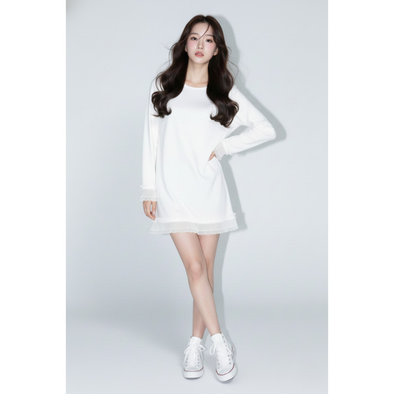 💞【S-4X】เสื้อแขนยาวทรงหลวม ตกแต่งชายระบายลูกไม้สองชั้น ดีไซน์เรียบหรู ใส่ทำงานได้ ใส่เที่ยวสวย คุณภาพพรีเมียม พร้อมส่ง💥🎈 - รูปที่ 3