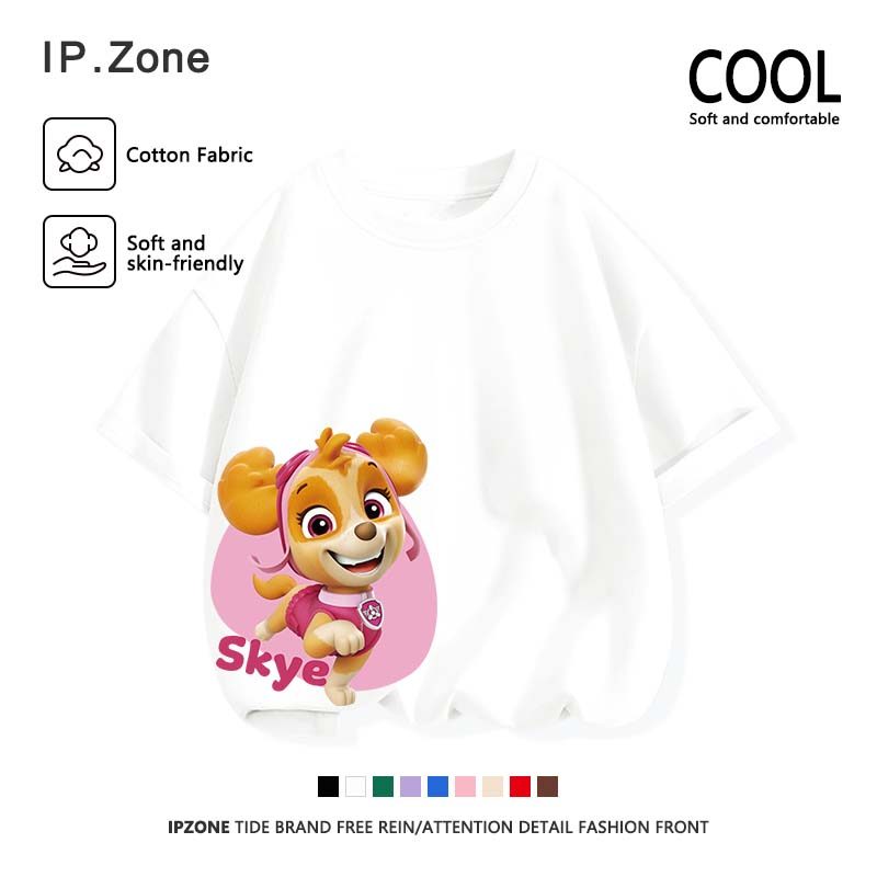 เสื้อยืดเด็กผู้หญิง คอกลม ผ้าฝ้ายแท้ ใส่สบาย นุ่ม PAW Patrol Skye ลายพิมพ์การ์ตูนน่ารัก มี 9 สี ระบายอากาศได้ - รูปที่ 2