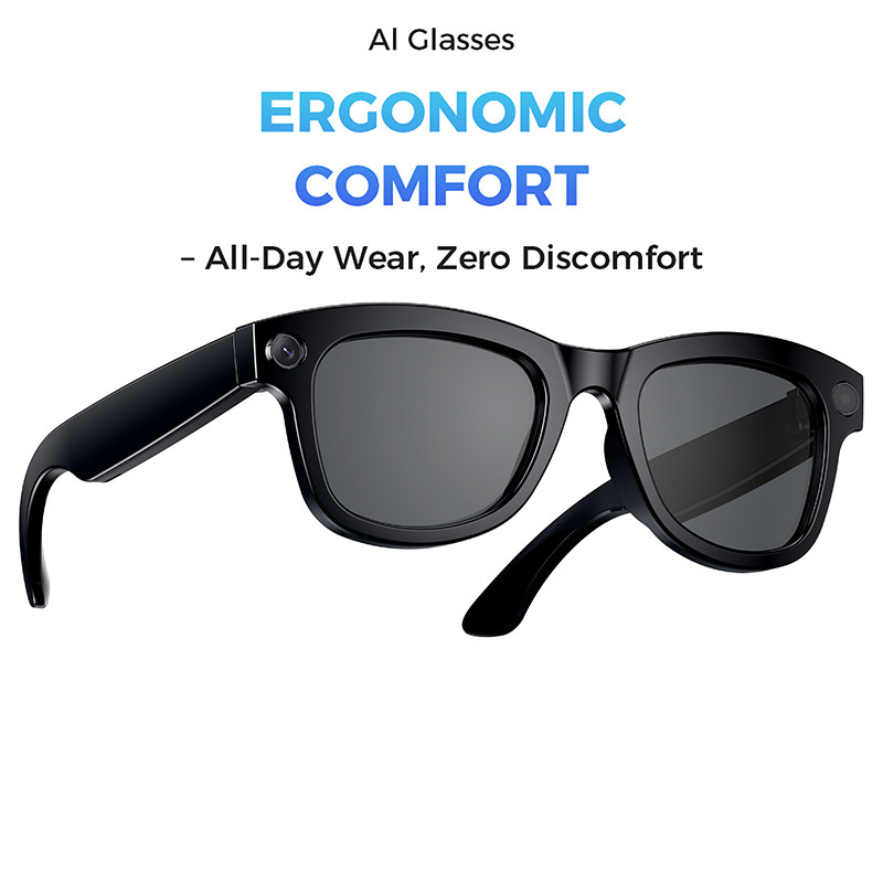 M01 Pro แว่นตาอัจฉริยะพร้อมกล้อง การบันทึกวิดีโอภาพ 8 ล้านพิกเซล รองรับ AI การแปล การจดจําวัตถุด้วย 