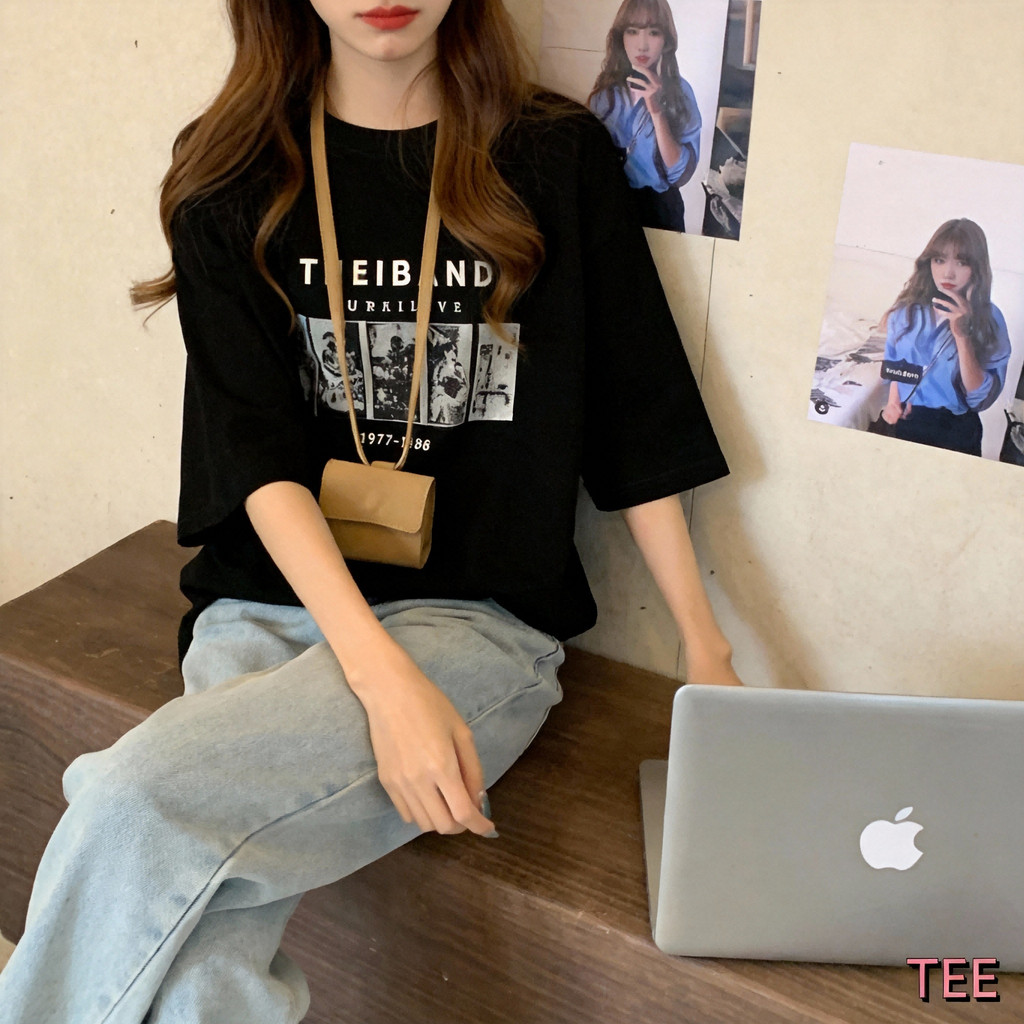 TEE·SHOP🍀เสื้อยืดลายการ์ตูนผู้หญิงน่ารักๆ oversize แฟชั่น สาวอวบ ทรงหลวม สไตล์เกาหลี ฤดูร้อนใหม่ เสื้อโอเวอร์ไซส์วินเทจ