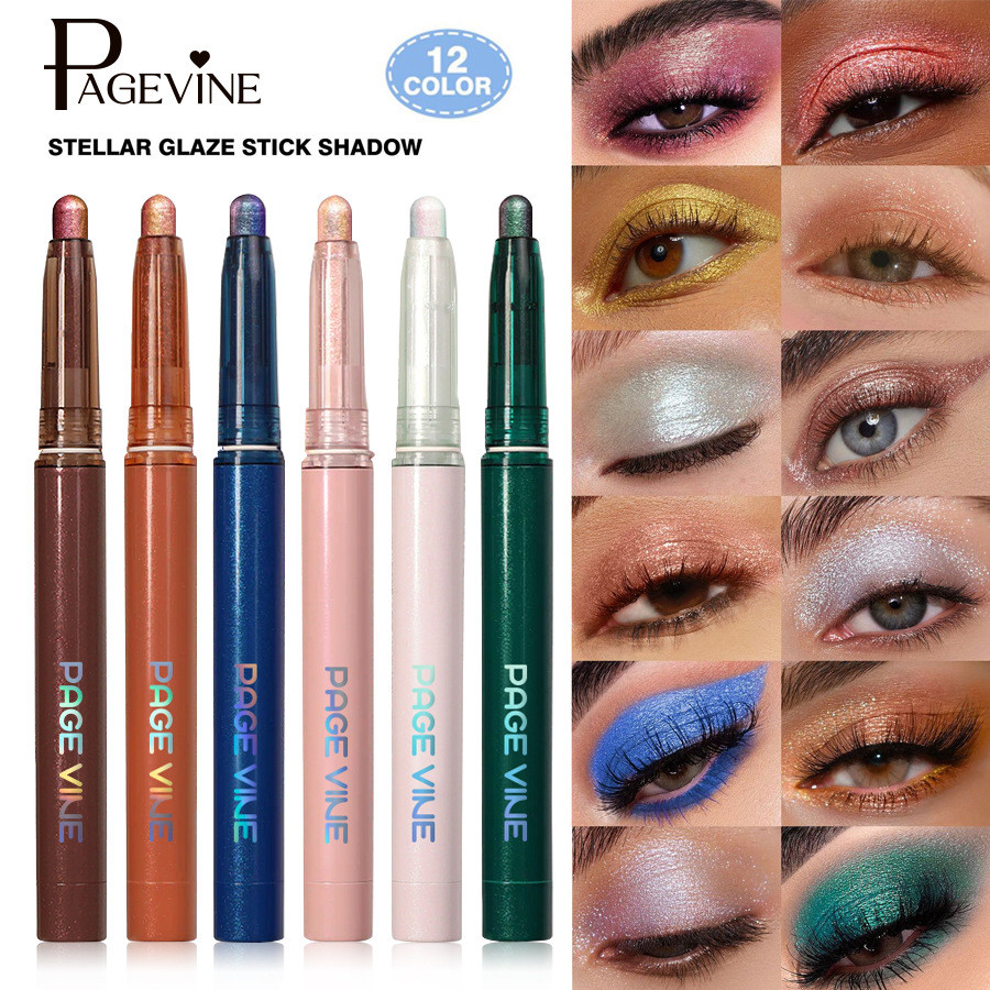 แต่งหน้า PAGEVINE Highlighter Eyeshadow Stick TK Brightening Delicate Lying Silkworm Eyeshadow Pen A