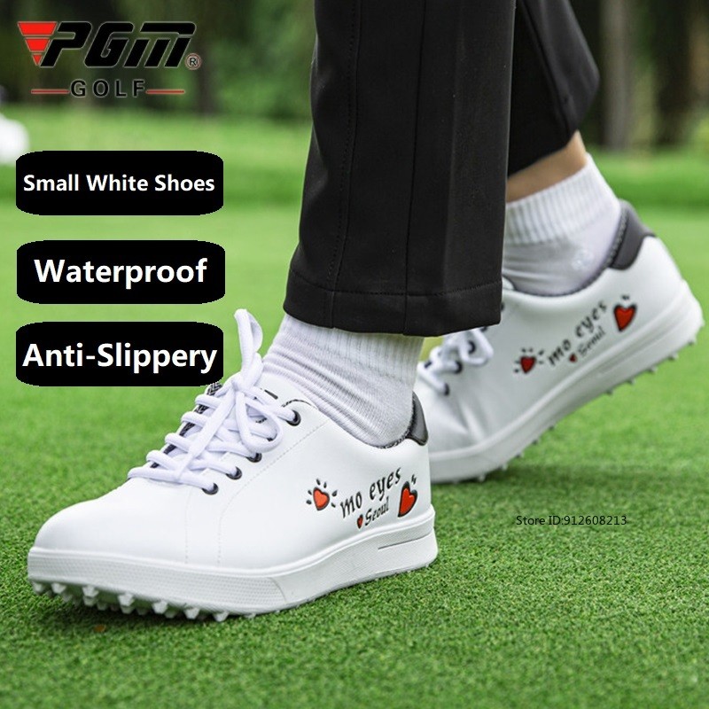 Pgm ผู้หญิงนุ่มรองเท้ากอล์ฟ Lace Up น้ําหนักเบา Golf Spikeless รองเท้าผ้าใบลื่นกันน้ํา Golfer รองเท้
